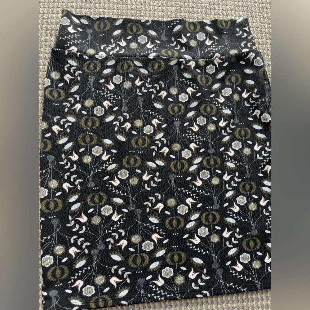 LuLaRoe Black Fabric with Floral and Animal Motif